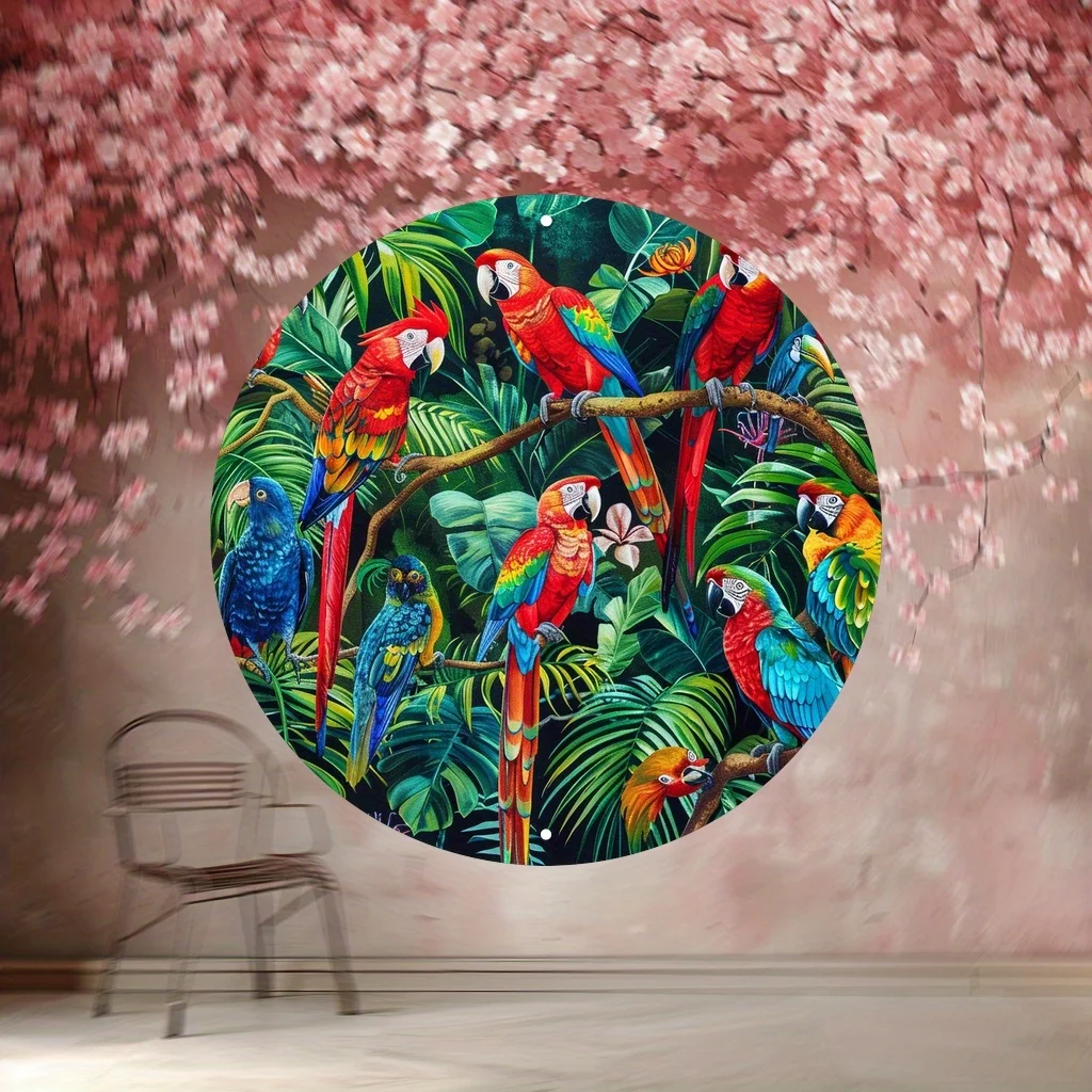 2D Flat, 2D Flat Design, 1pc Tropical Rainforest Bird Metal Wall Decor Sign - Exotic Toucan and Jungle Decorative Plate, Wrought