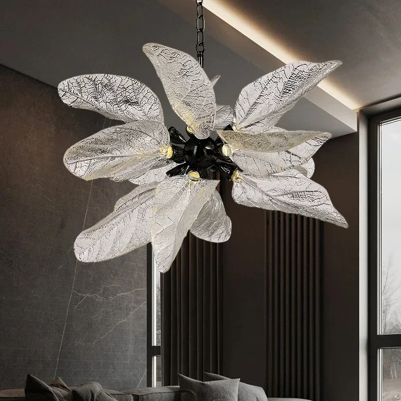 Modern Creative Chandelier Leaf Petal Hanging Lamp Luxury Shop Villa Pendant Light for Home Living Room Restaurant Lusters Decor