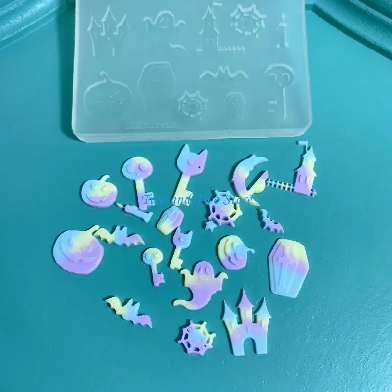 HX6F Halloween-Themen-Silikonform, vielseitige Skelett-Anhänger-Form, Ornament-Form