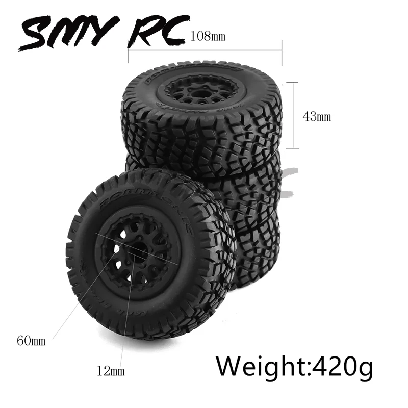 4 sztuki 108mm 1/10 krótki kurs opona do ciężarówki opony 12mm sześciokątny do Traxxas Slash Arrma Senton HuanQi 727 Vkar 10sc HPI samochód zdalnie