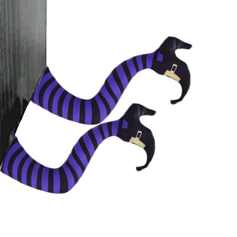 Accesorios de piernas de bruja malvada de Halloween, parte del cuerpo boca abajo con adorno de bota, decoración para patio de jardín de césped al aire libre