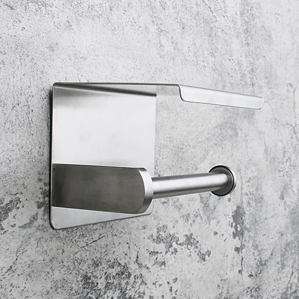 ステンレス鋼ティッシュロールホルダー壁掛け棚トイレットペーパー携帯電話収納スペース節約バスルームオーガナイザー