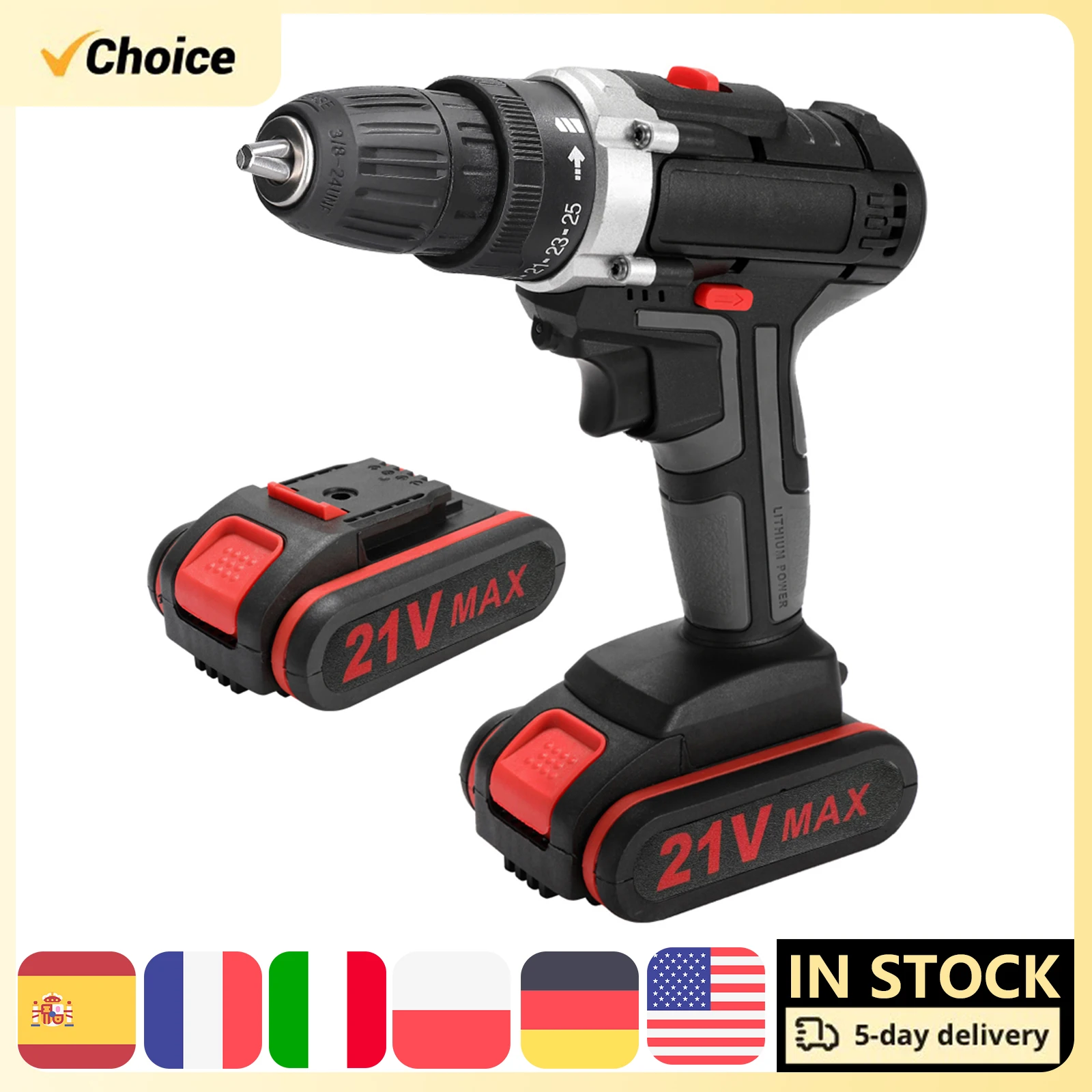 21V Multifunctional Electric Cordless Drill High-power Lithium Battery Wireless Rechargeable Hand Drills Home DIY Electric Power