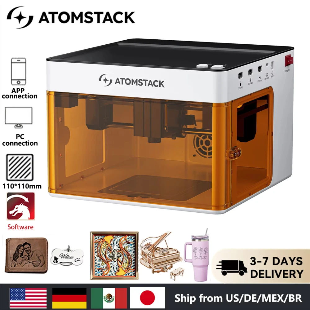 

Atomstack 5W Mini Laser Engraver Portable Small Laser Engraving Cutting tool Machine DIY for Logo Wood leather Acrylc Beginner