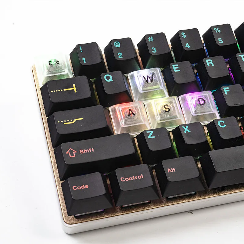 Transparent DSA Keycaps ABS Gaming Mechanical Keyboard Clear Cap Backlight Custom ESC WASD Arrow 9 Key dsa Front Engraved Keycap