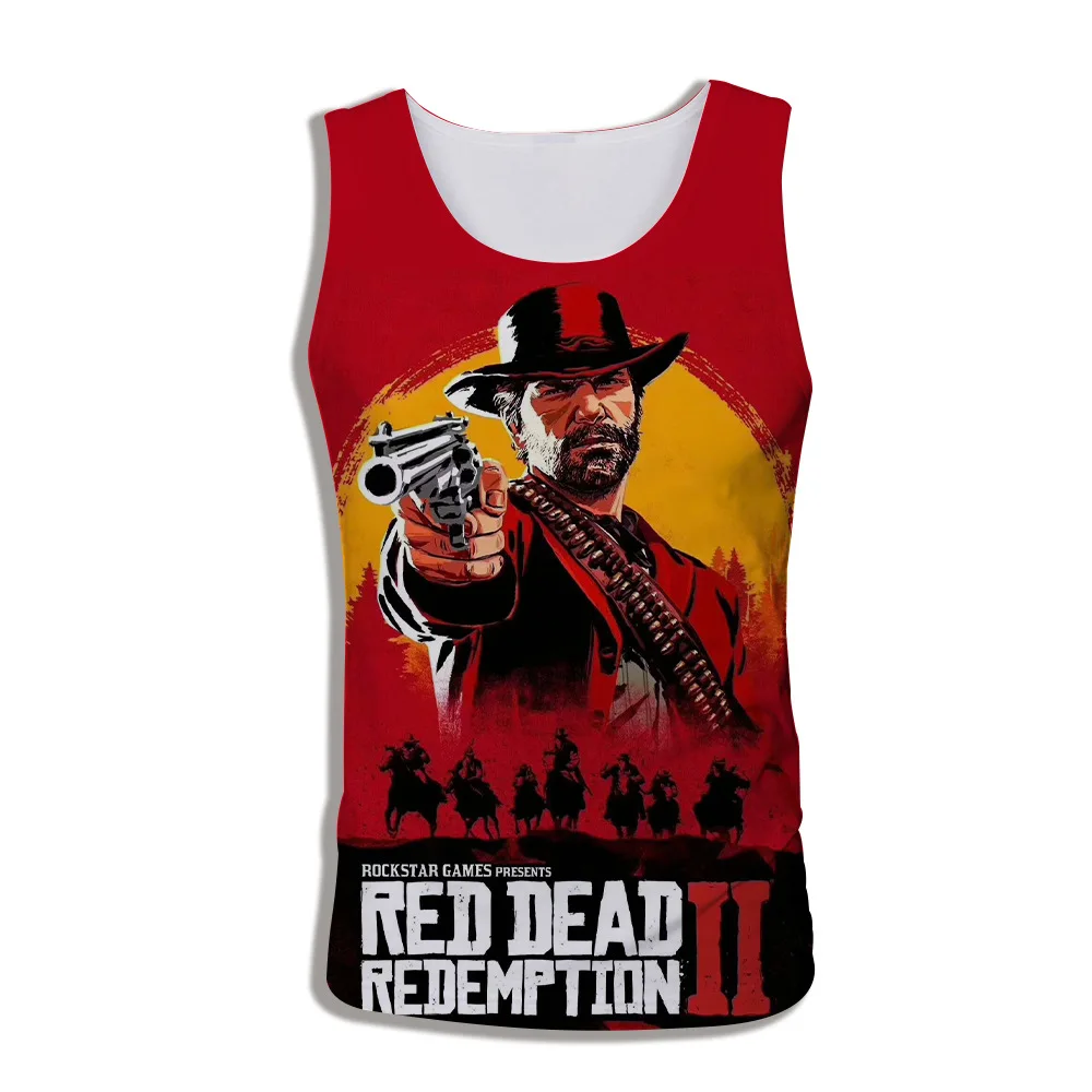 2024 New Game Red Dead Redemption 2 Printed Men's Tank Tops 3D Fashion Man Vest Popular Fitness Workout Sport Sleeveless Shirt