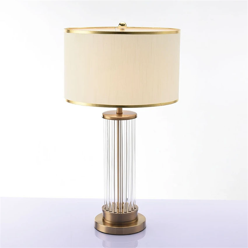 Modern luxury crystal rod fabric table lamps bedroom bedside lamp living room study room tabletop decor table lights fixtures