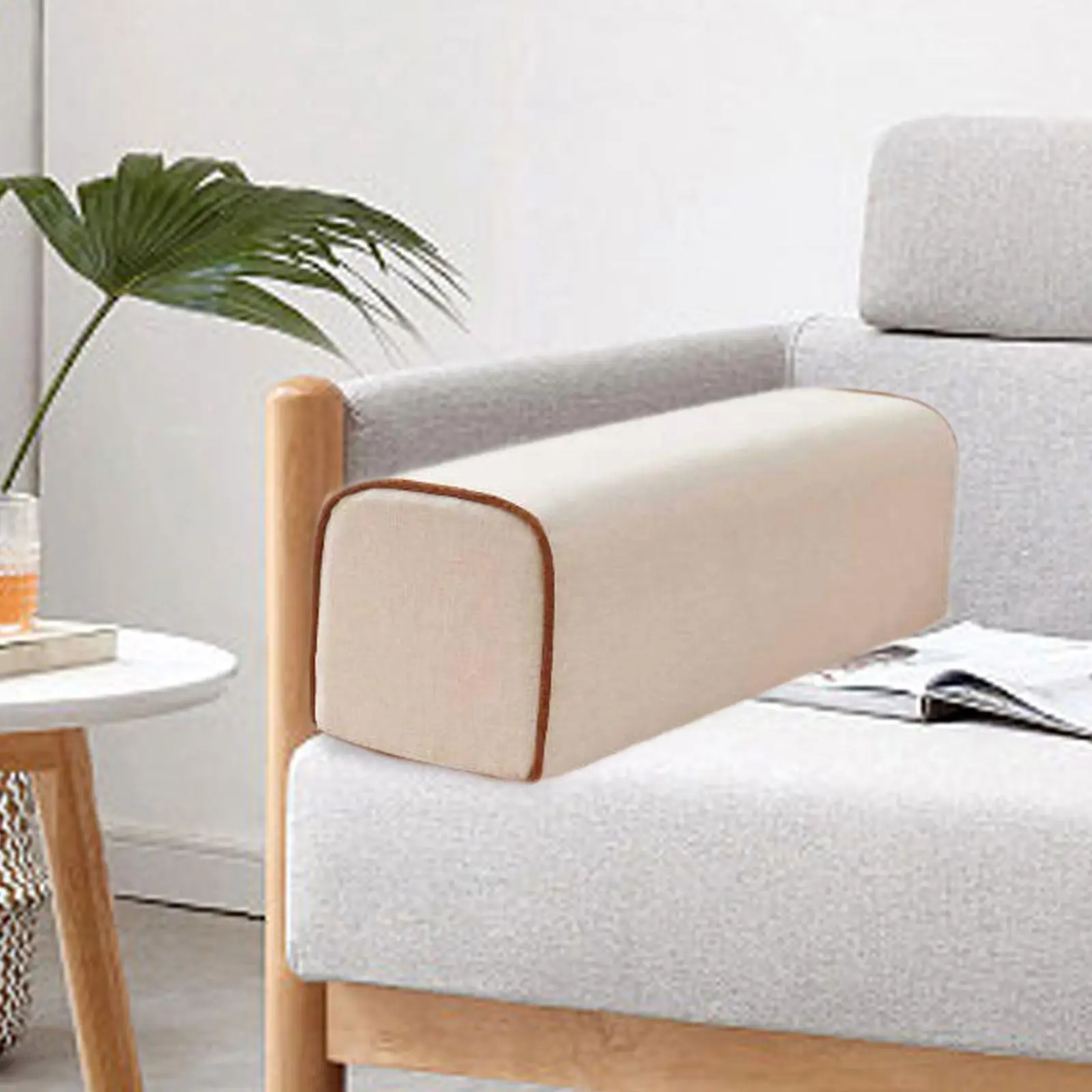 Durable Ergonomic Couch Arm Rest Pillow Linen Fabric Elbow Support Cushion for Bed Headboard Gap Fill