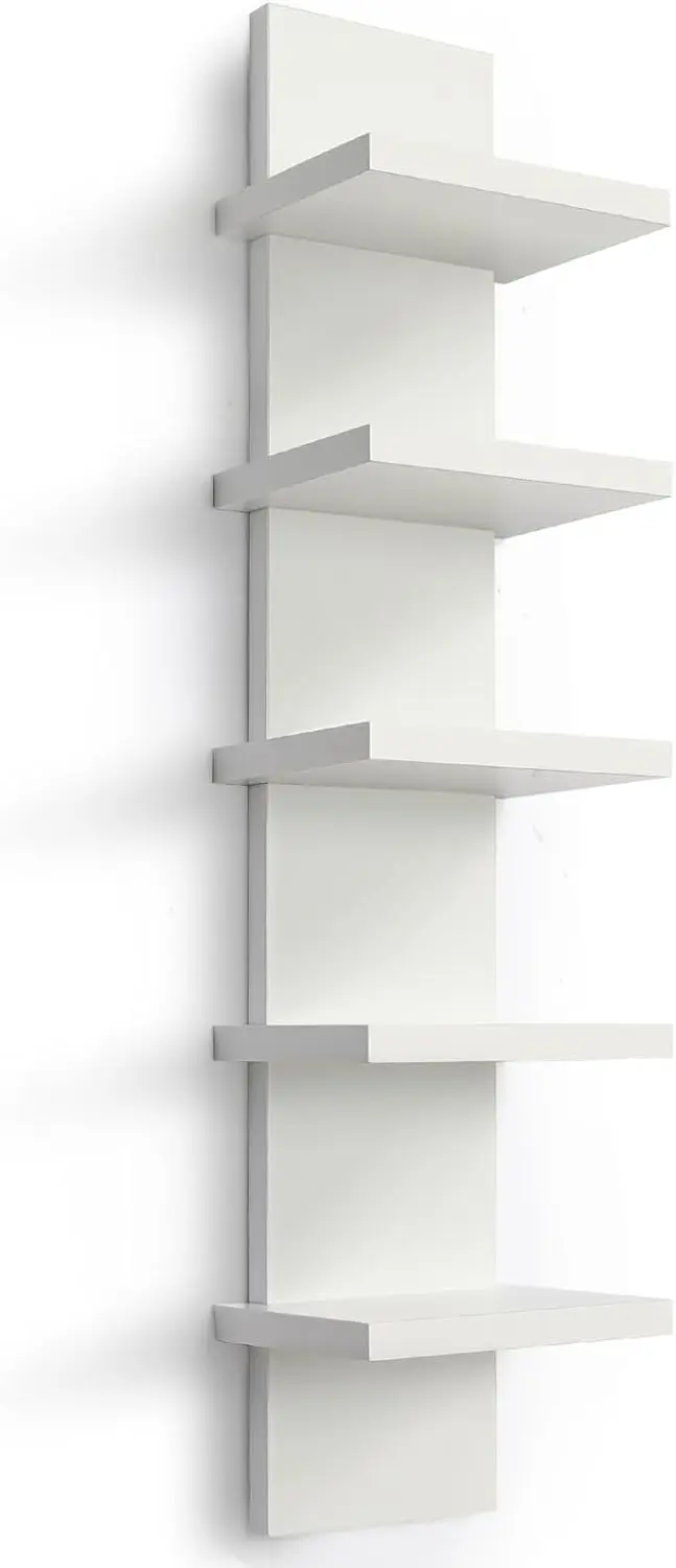 

Homaterial 5 Tier Wall Shelf Unit, Small White Vertical Floating Shelf for Bedrooms, Living Rooms, Easy Install
