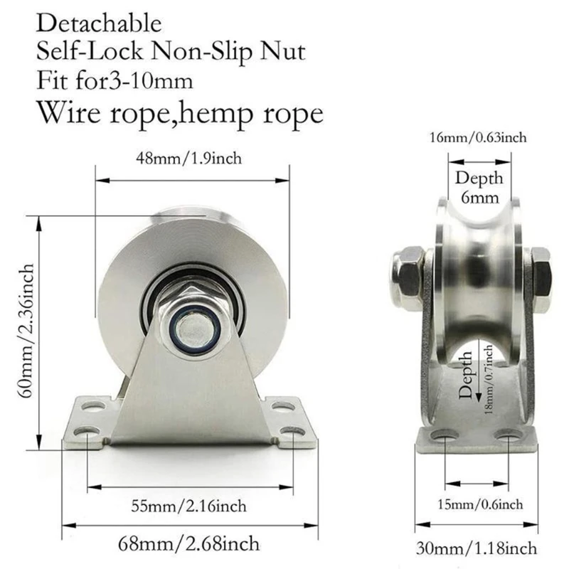 Lifting Crane Tools U-Type Wheel Smooth Stainless Steel Sliding Gate