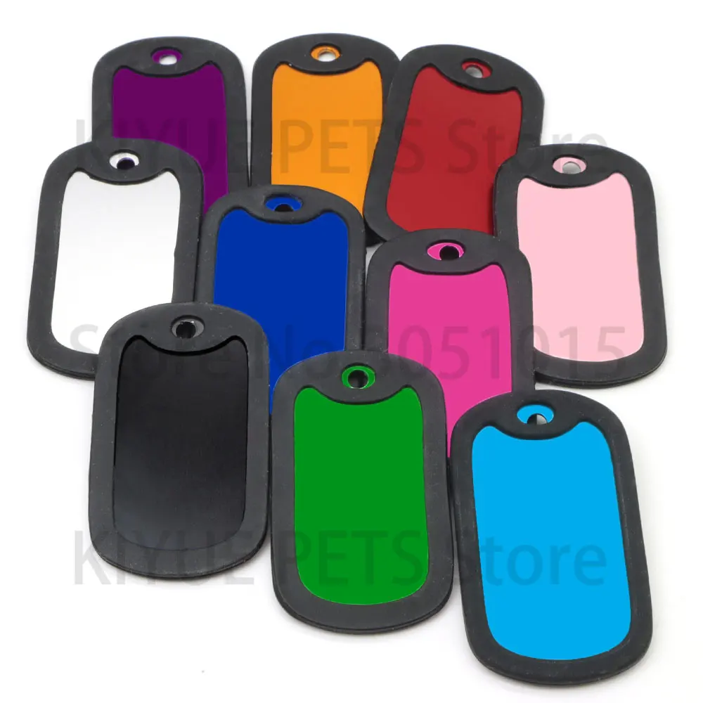 Wholesale 100 Pcs Man Military ID Tag Personalized Dog ID Tag Customized Custom Engraved Cat Pet Name Phone Aluminum