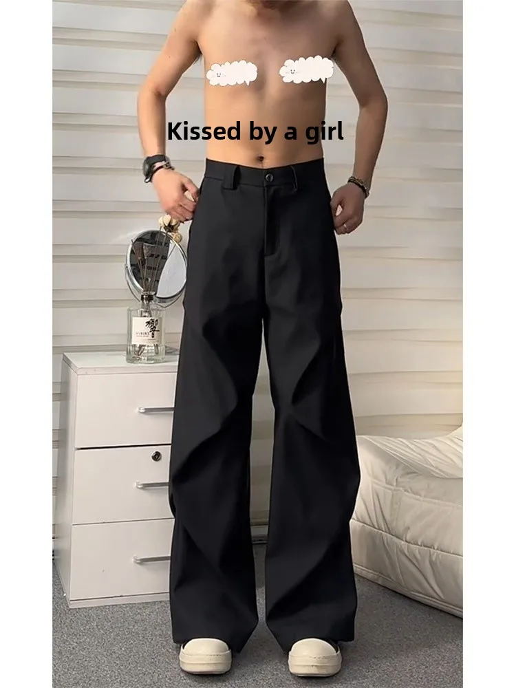 

Men's Faionable Straight Leg Pants Draped Micro Flared Workwear Trousers Cleanfit Haome Unique Design Sensation Casual P...