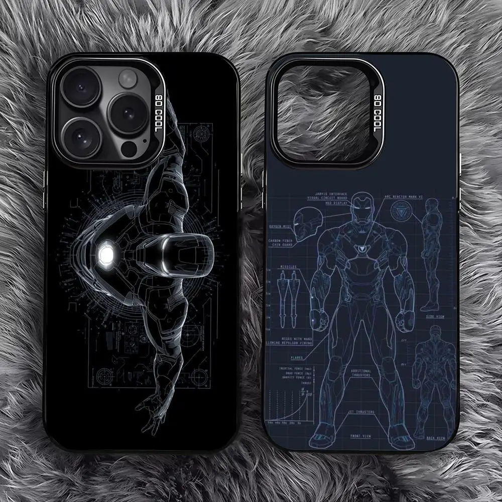Capa de Celular T-Stark I-Iron Hero para iPhone 17/16/15/14/13/12/11 Pro Max Luxuosa Prata TPU Antichoque Anti-Risco