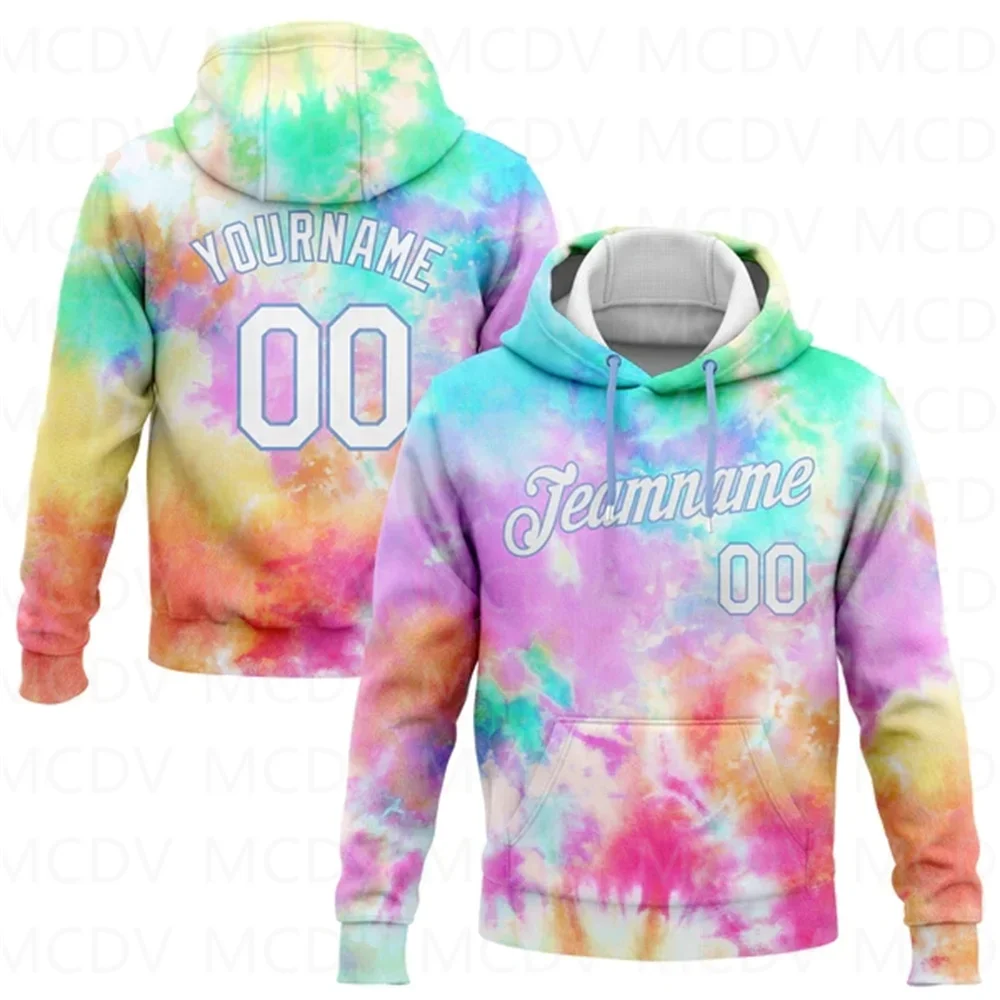 

Tie Dye White-Light Blue 3D Rainbow Sports Pullover Sweatshirt Hoodie 3D Printed Hoodies Unisex Casual Street Tracksuit