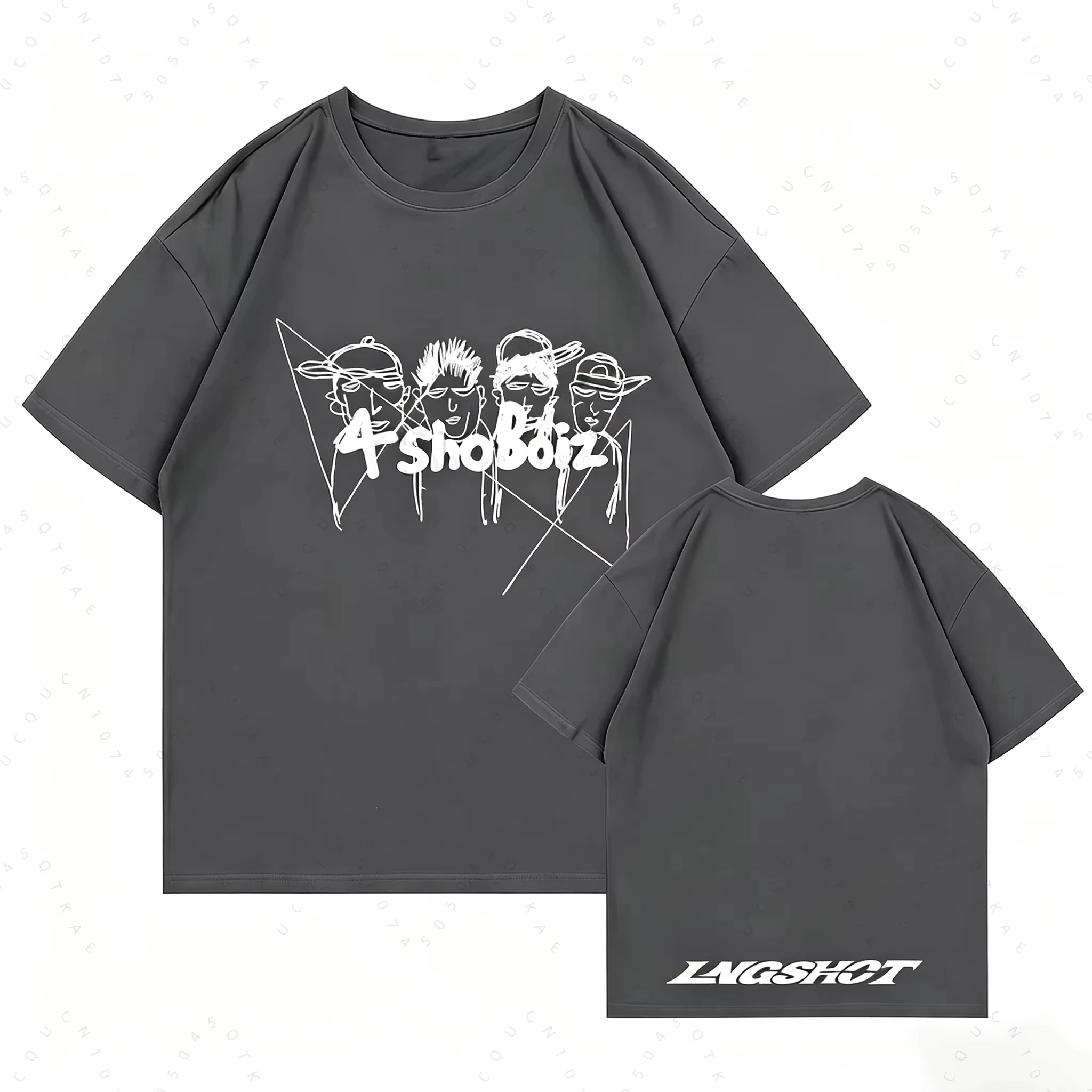 LNGSHOT Member Portrait Graphic T-Shirt 2026 Ohyuan Woojin Louis Ryul Kpop Fashion Retro Shirt Summer Men Women Beach Tee Tops