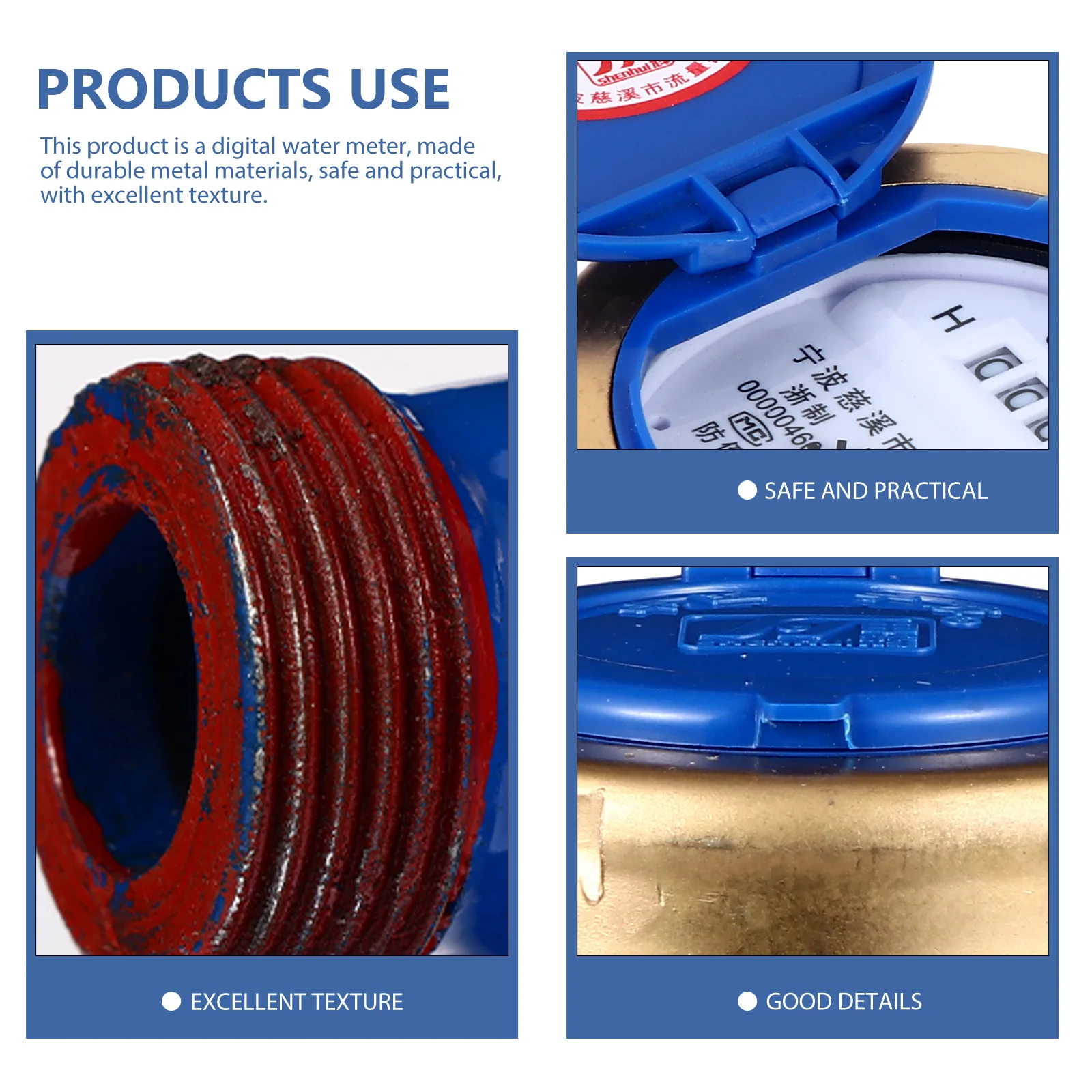 

1Pcs Dn15 Cold Water Meter Rotary Wing Metal Water Flow Meter Display Practical Home Garden Tool