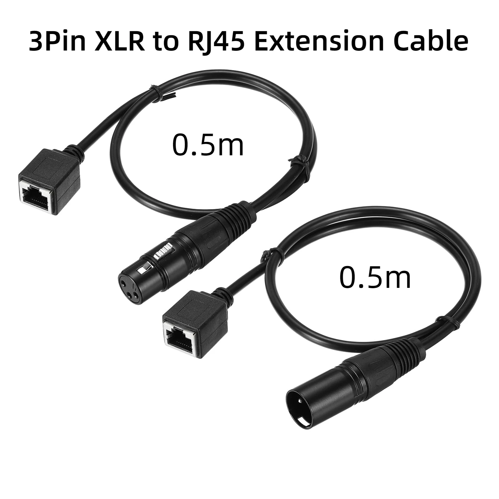 

3Pin DMX512 XLR Male/Female to RJ45 Female Adapter Cable 0.5m Microphone Extension Cord for Stage Studio Console Lighting