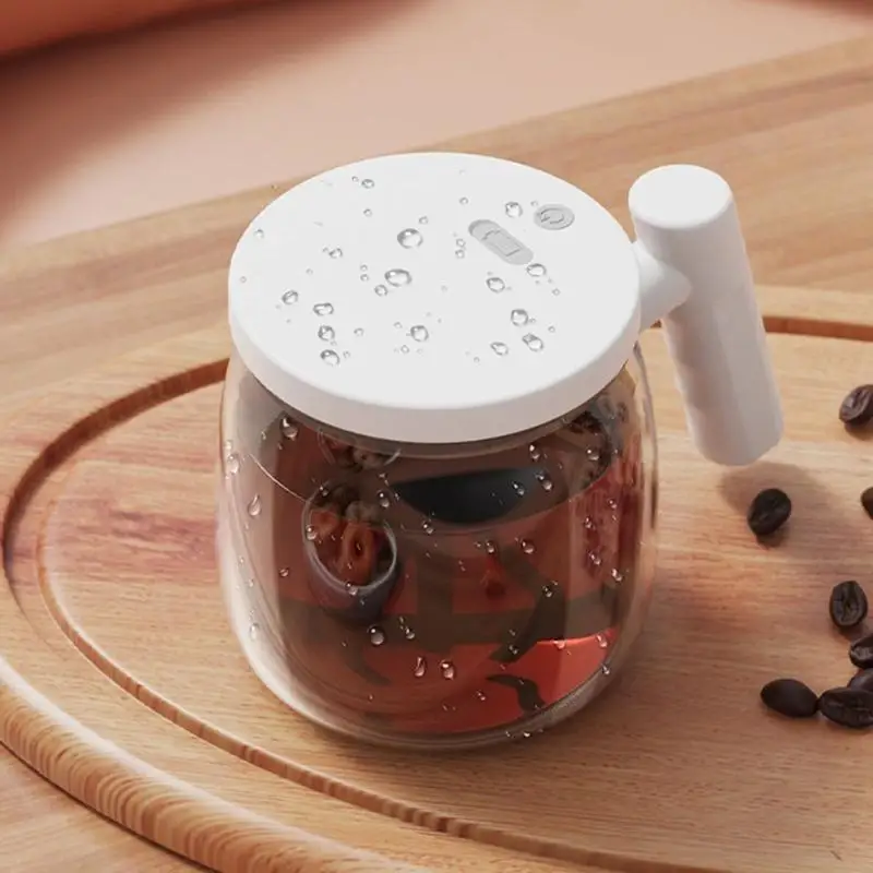 F92F القدح الزجاجي التلقائي مع مقبض 400 مل كوب سعة لخلط القهوة والبطارية الحليب الخلاط تلقائي المشروب
