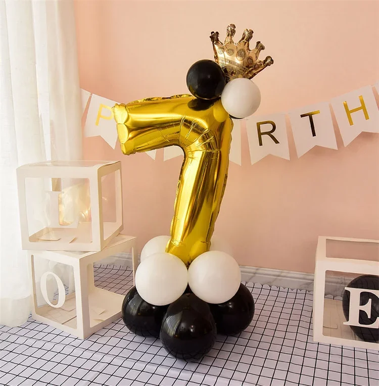16 Stück 32 Zoll Zahlenfoliensäule Chrom Gold Schwarz Luftballons Geburtstag Party Dekorationen Kinder Junge Mädchen 1 2 3 4 5 6 7 8 9 Jahre alt – Detail 8