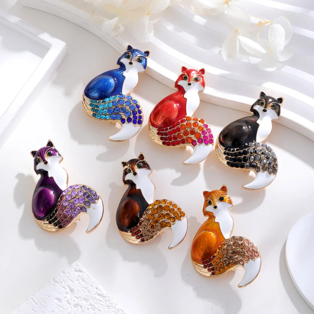 New rhinestone decoration animal women\'s brooch little fox design collar pin accessories gift