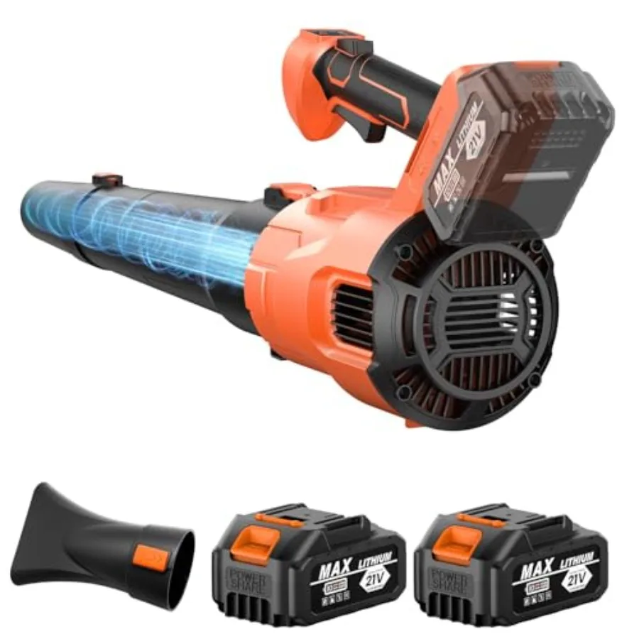 

Беспроводная воздуходувка для листьев, портативный пылесос, ручная турбовоздуходувка 650CFM 650000PRM, электрическая воздуходувка для листьев с 2 аккумуляторами 4.0Ач