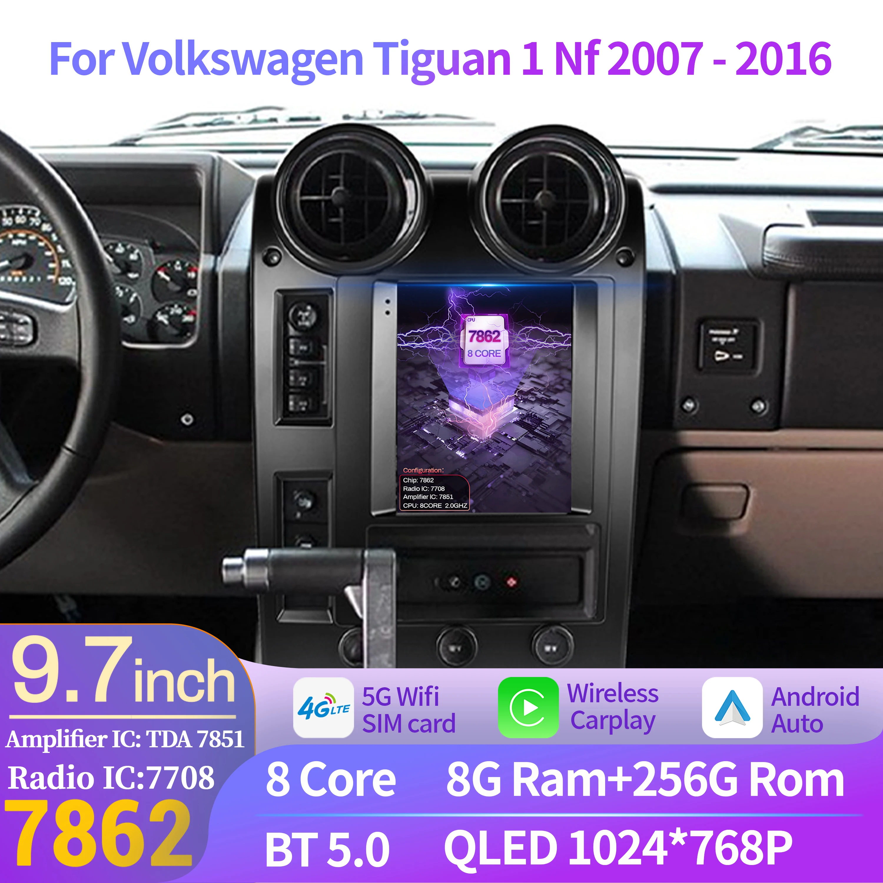 9.7 inch QLED Screen For Hummer H2 2002-2007 Stereo Multimedia Car Player Head Unit GPS Navigation Stereo Radio CarPlay