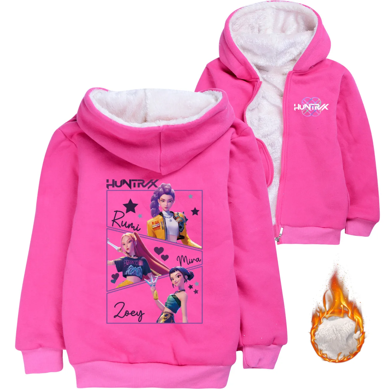 KPop Demon Hunters Chaqueta con capucha y cremallera para niños - Sudadera de invierno para adolescentes, niñas, niños, abrigo con capucha para niños