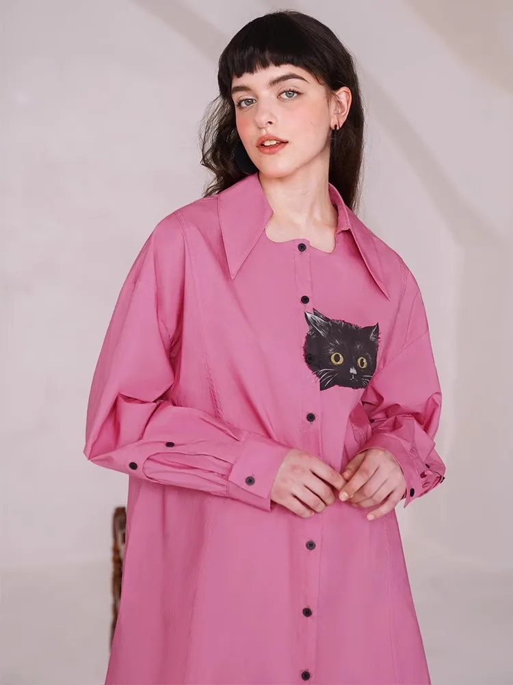 

Длинная минималистская художественная Свободная рубашка для женщин, Новое поступление, весна и осень