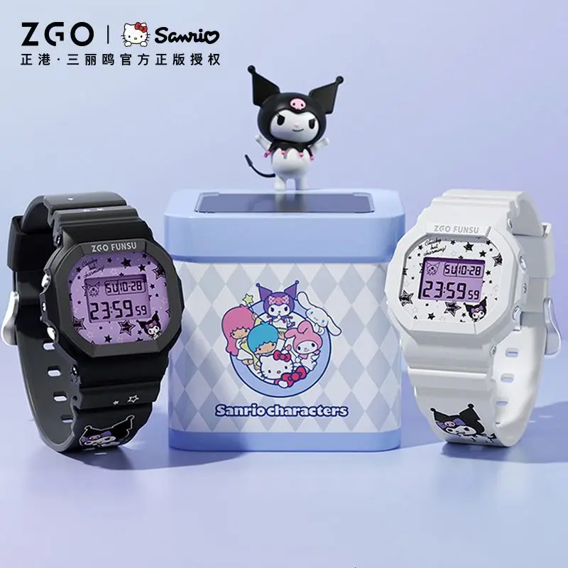 

Sanrio Kuromi Cute Girls Smart Sports Watch Students Waterproof Luminous Timer Hot Products Electronic Watches Birthday Gifts