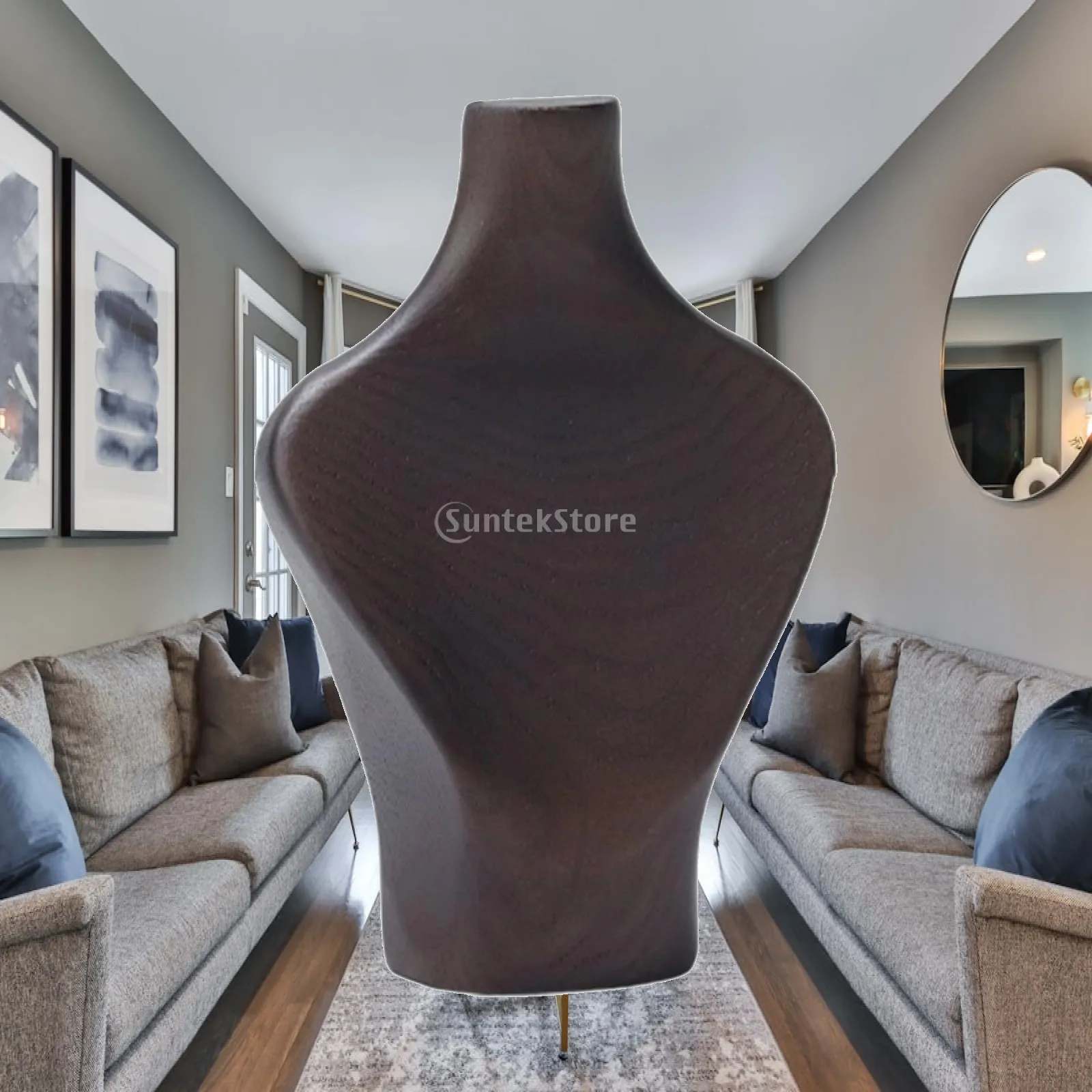 Necklace Display Bust with Wooden Base Stable Wooden Necklace Display Bust Elegant Compact for Boutique Owners, Retail Displays