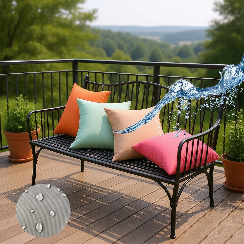 Outdoor Garden Waterproof Cushion Cover Solid Color UV Resistant Square Round Rectangle Pillowcase For Patio Furniture