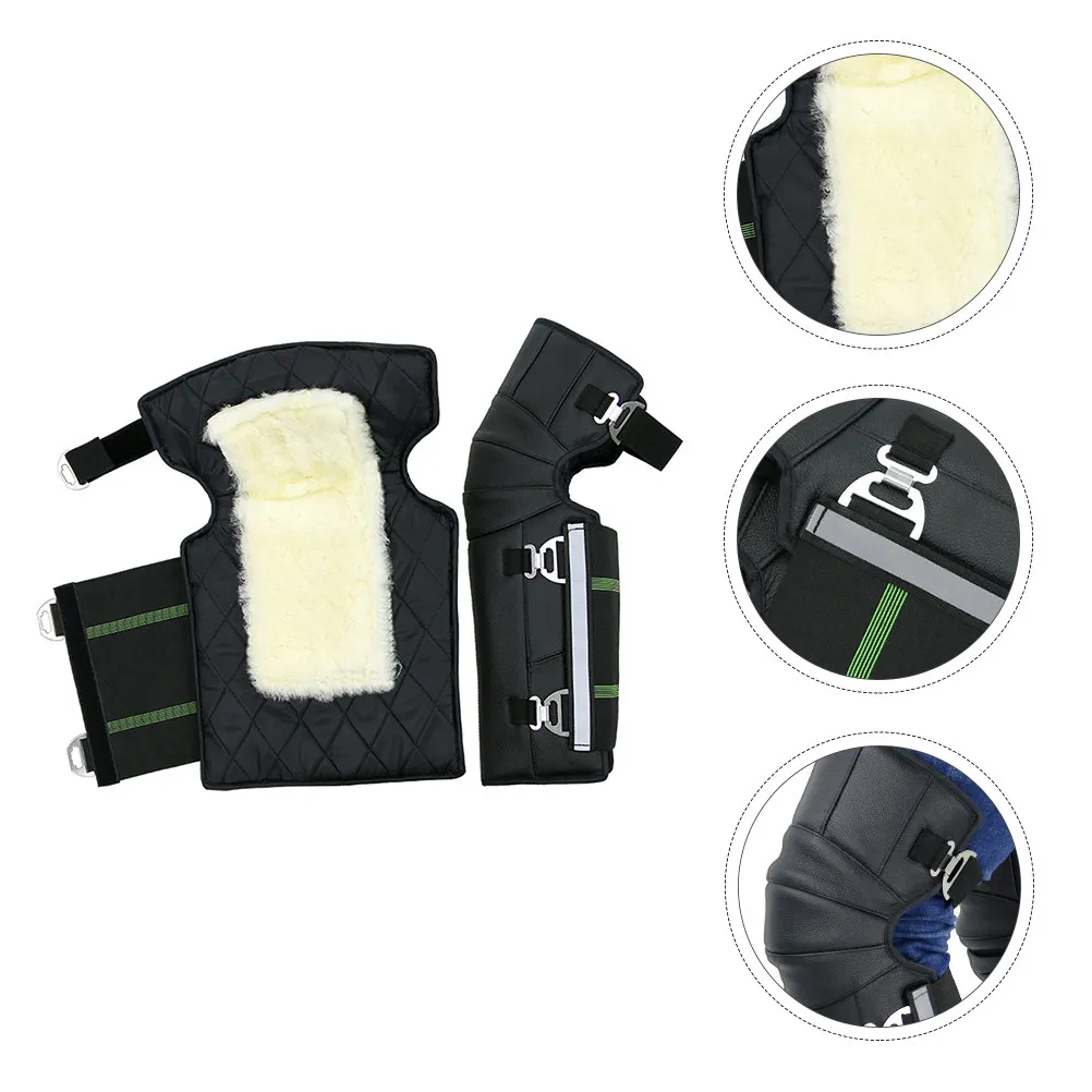 

1Pair Winter Warm Knee Pads for Motorcycling Skiing Skating Windproof Flexible Wool Kneecaps Adjustable Unisex Outdoor