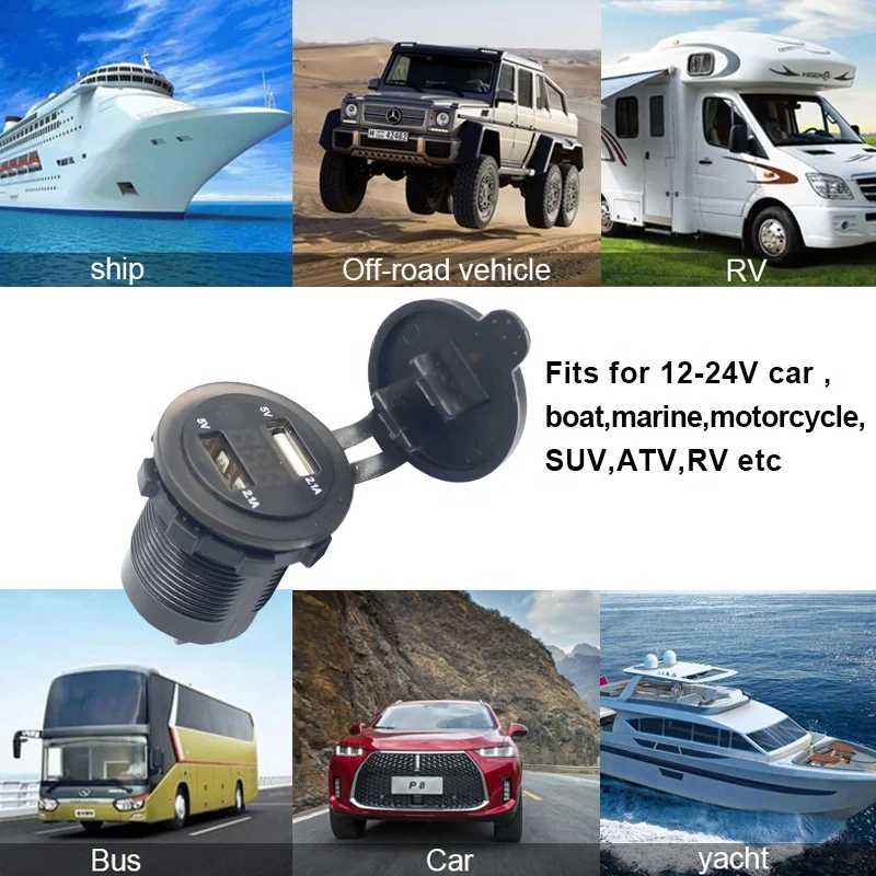 12V 3,1 A Dual Auto Bus Ladegerät USB Outlet Mit Batterie Display