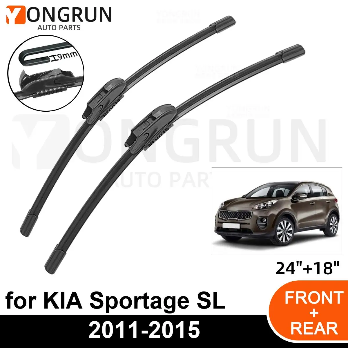 

Car Front Windshield Wipers For KIA Sportage SL 2011-2015 Wiper Blade Rubber 24"+18" Car Windshield Windscreen Accessories