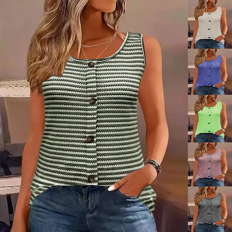 

Women's Cute Sle Collarl Vest T-irt Loose Fit Polyester Spandex Casual Summer Top Faion Ladies' Svel Tank