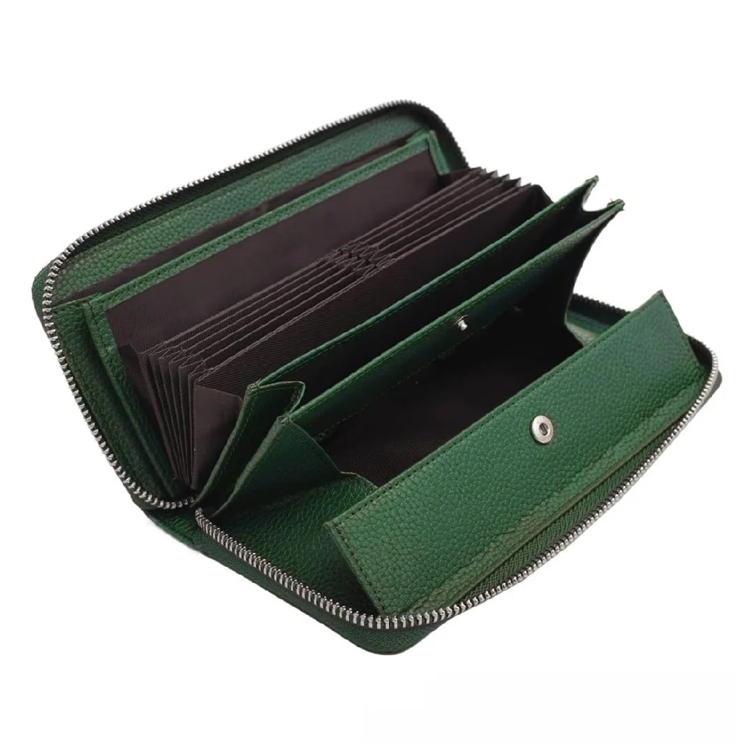 fashionable-genuine-leather-long-zipper-women's-organ-wallet-stylish-multifunctional-wallet-durable-abs-material