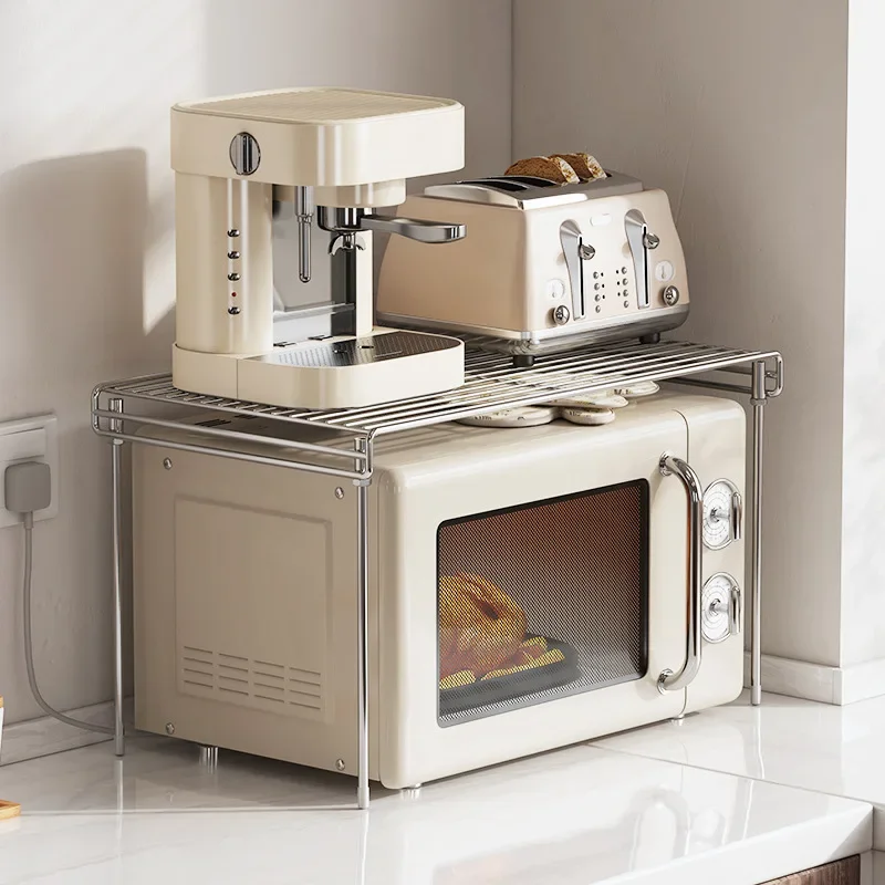 

Kitchen Microwave Oven Rack Storage Shelf Space-saving Microwave Stand Countertop Shelf Kitchen Seasoning Cookware Organizer
