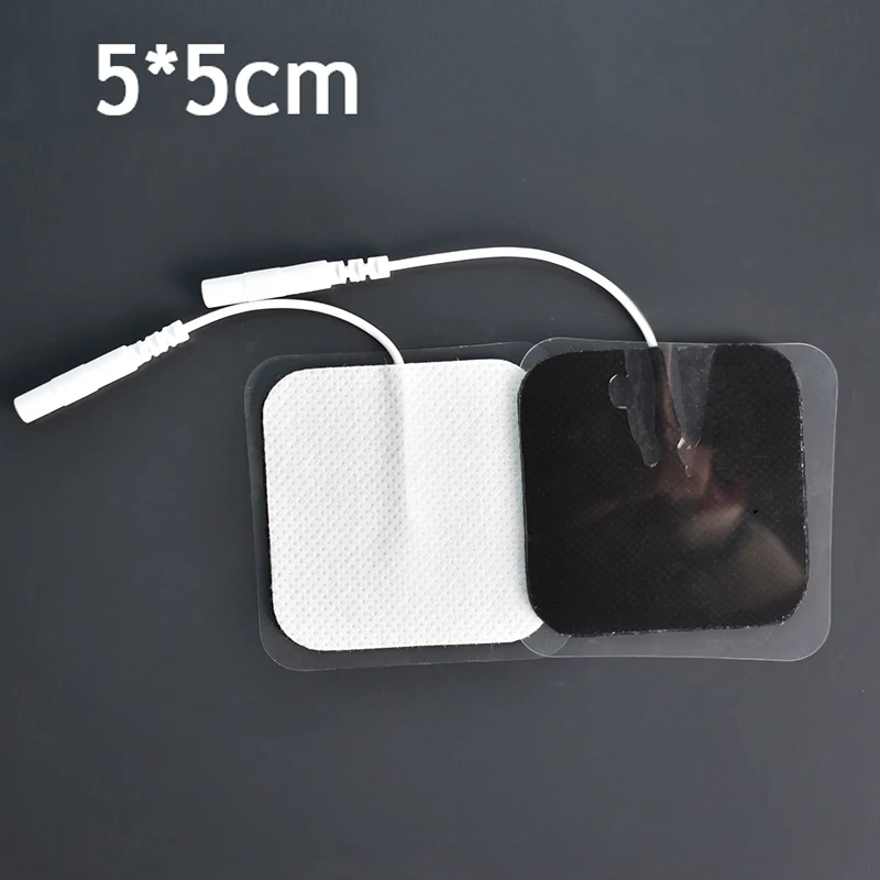 20/50/100Pcs 5x5cm Ems Nerve Muscle Stimulator Electrode Pads Gel Electrode Pads Tens Electrodes Physiotherapy Machine 2mm Plug