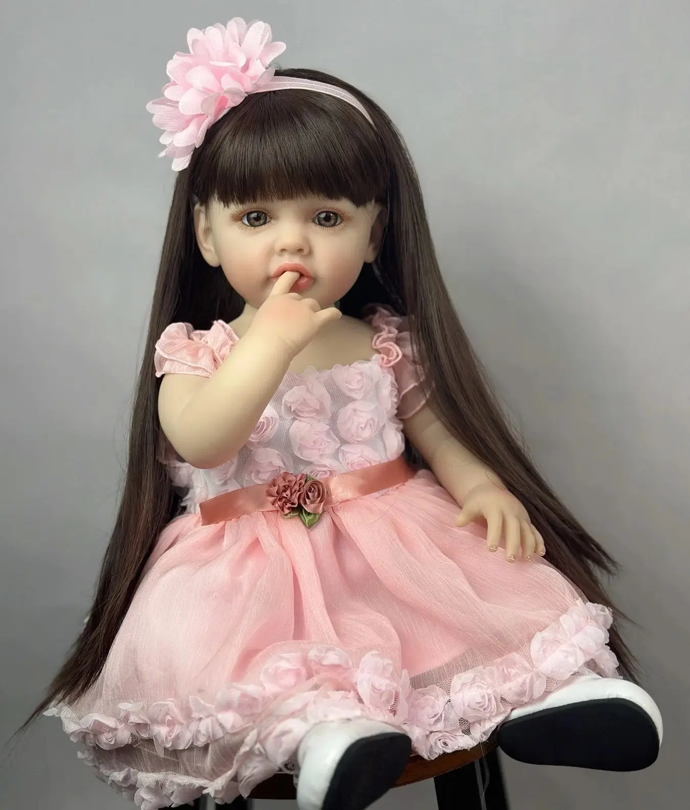 55 CM Soft Full Body Silicone Vinyl Princess Toddler Art Bebe Lifelike Reborn Baby Girl Doll Toy Birthday Gifts for Child