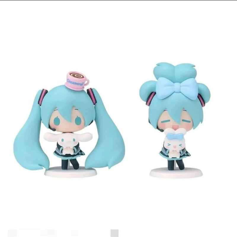 Hatsune Miku figura de animación de película, modelo hecho a mano con lazo de doble cola de caballo, adornos de escritorio, juguetes para niños