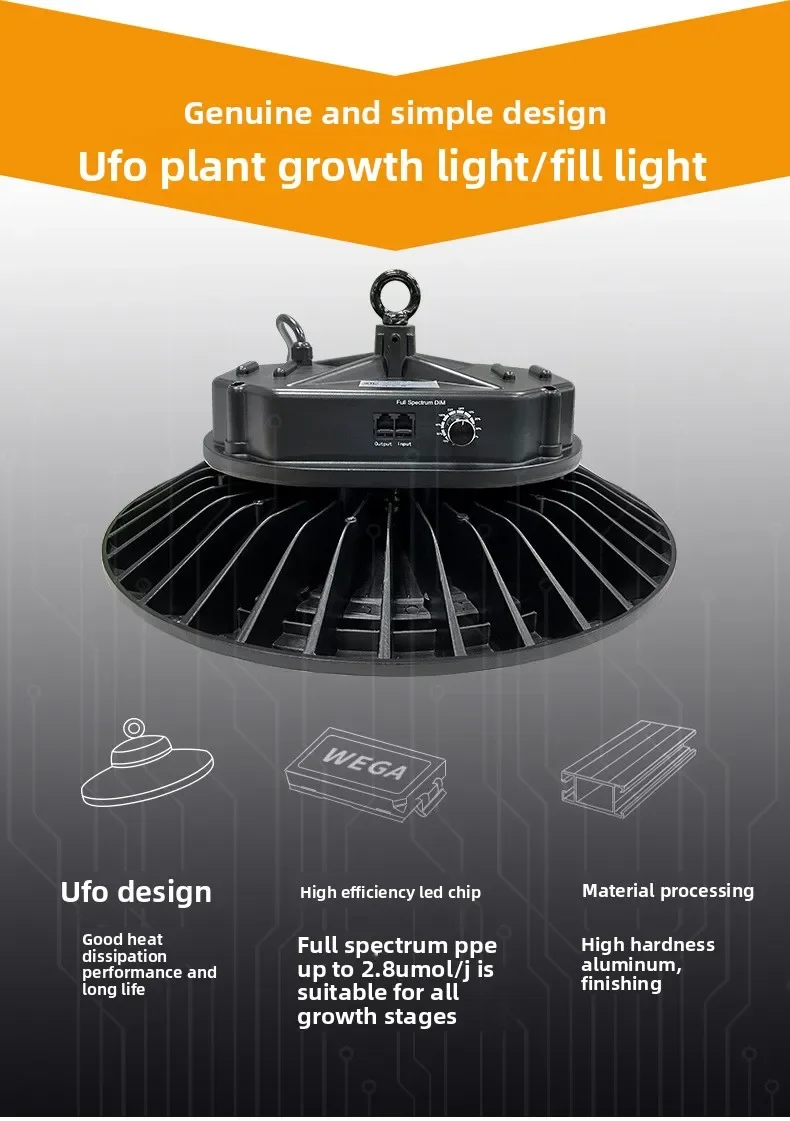 Greenhouse full spectrum lens filling light strawberry orchid grape passion fruit round ufo plant growth light