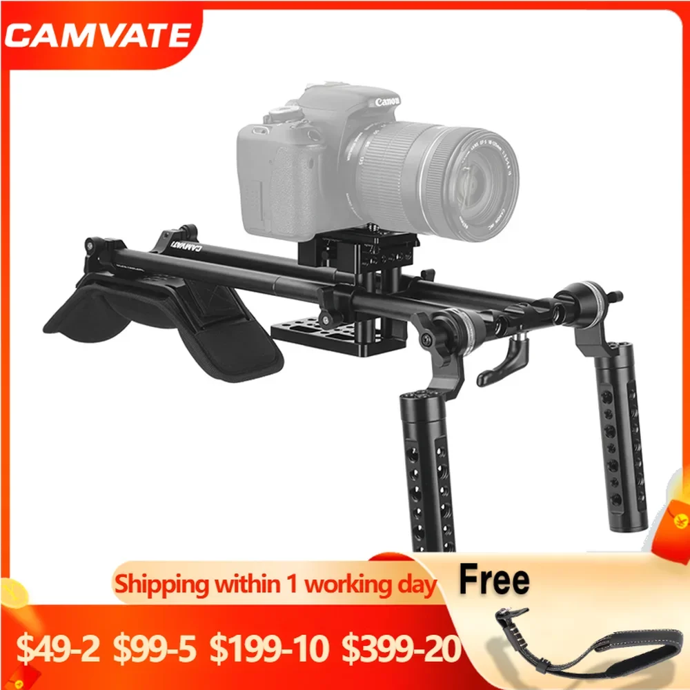 CAMVATE Pro Shoulder Mount Rig With Manfrotto QR Baseplate & Dual ARRI Rosette Cheese Handgrips For DSLR Camera/DV Camcorder New