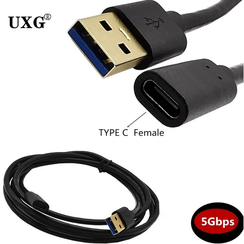 USB A To USB-C Adapter Cable,  Type A 3.0 Male to Type C Female Data & Charging Converter For Laptop And PC  20CM/100CM/180CM；