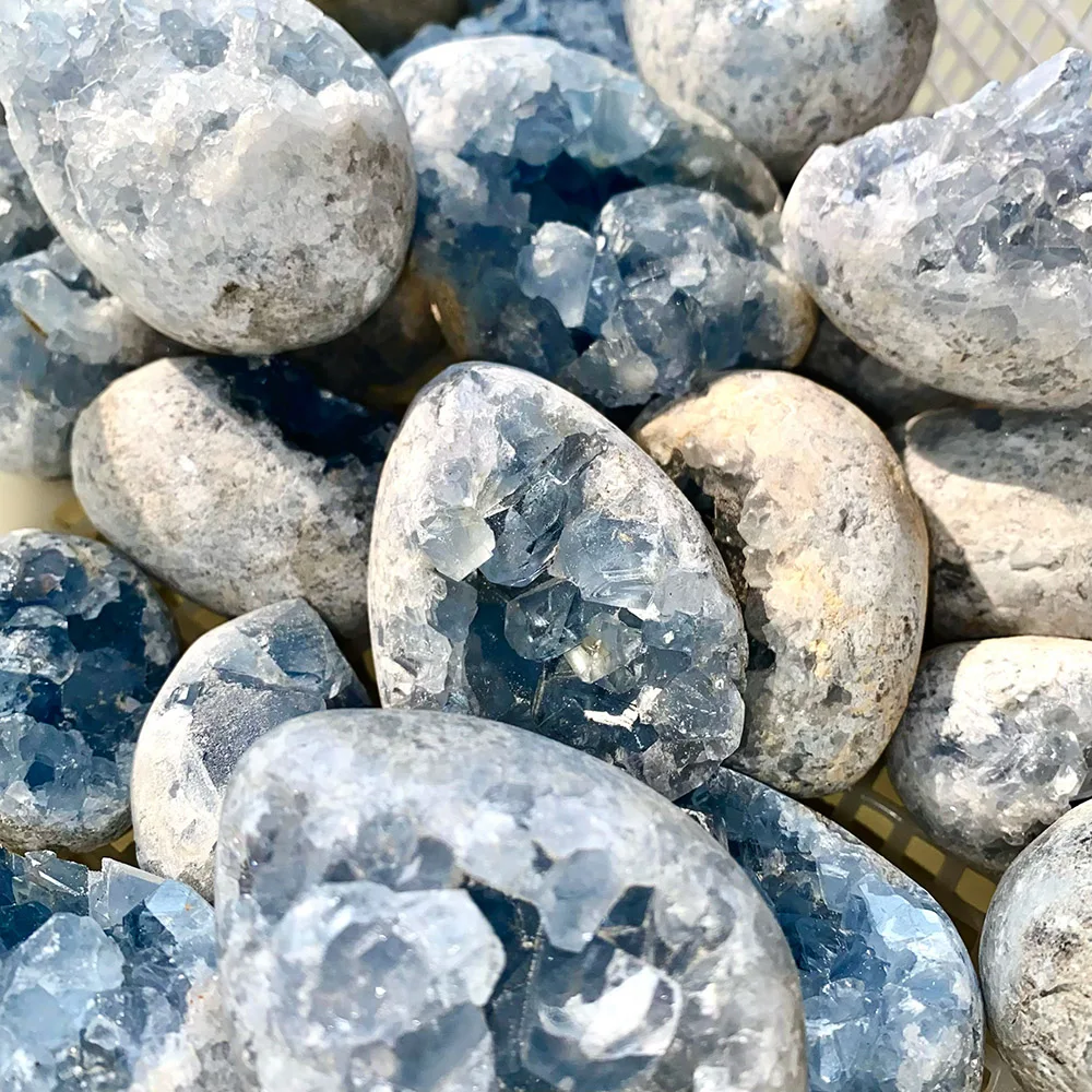 Natural Celestite Cluster Raw Ore Mineral Specimen - Healing Energy Crystal For Home Decor Gemstone Gift Randomized Delivery
