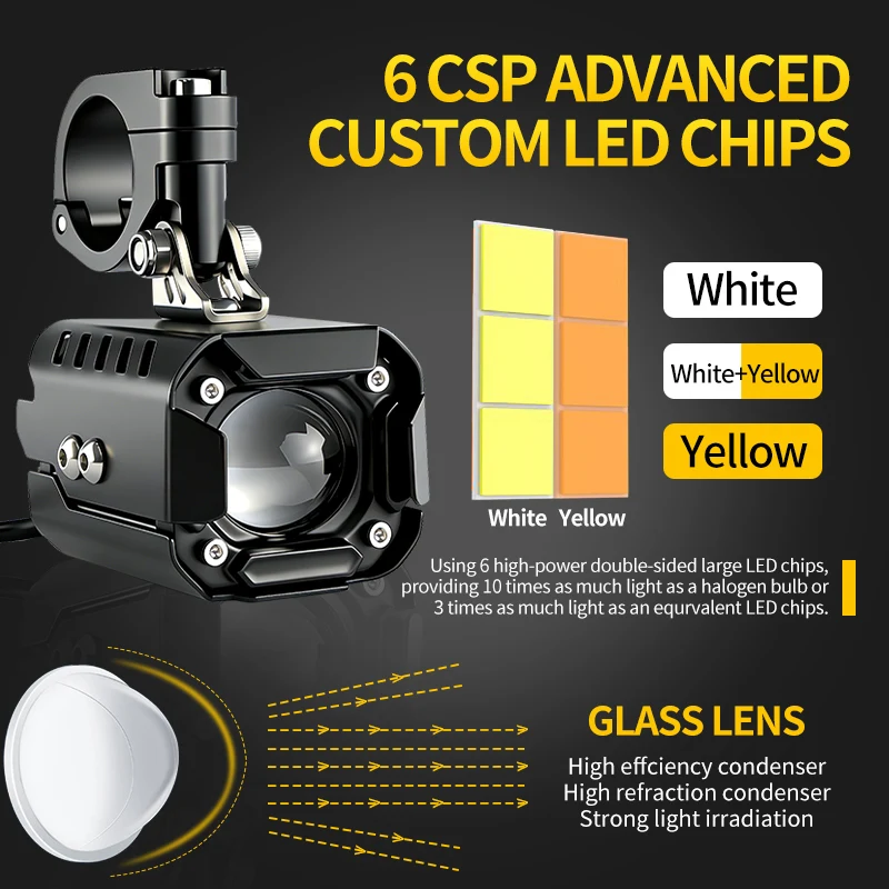 Motorcycle Spotlight Auxiliary Led Fog Light High Low Beam Flashing Lens Driving Lamps For BMW R1200GS F800GS F700GS F650 K1600