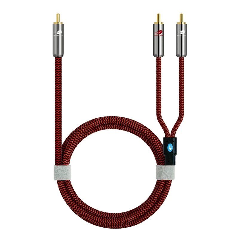 Hifi RCA Male to Dual RCA Male Audio Cable for Subwoofer Amplifier DVD TV Speaker 2 RCA Stereo System Splitter Y Shielded Cords