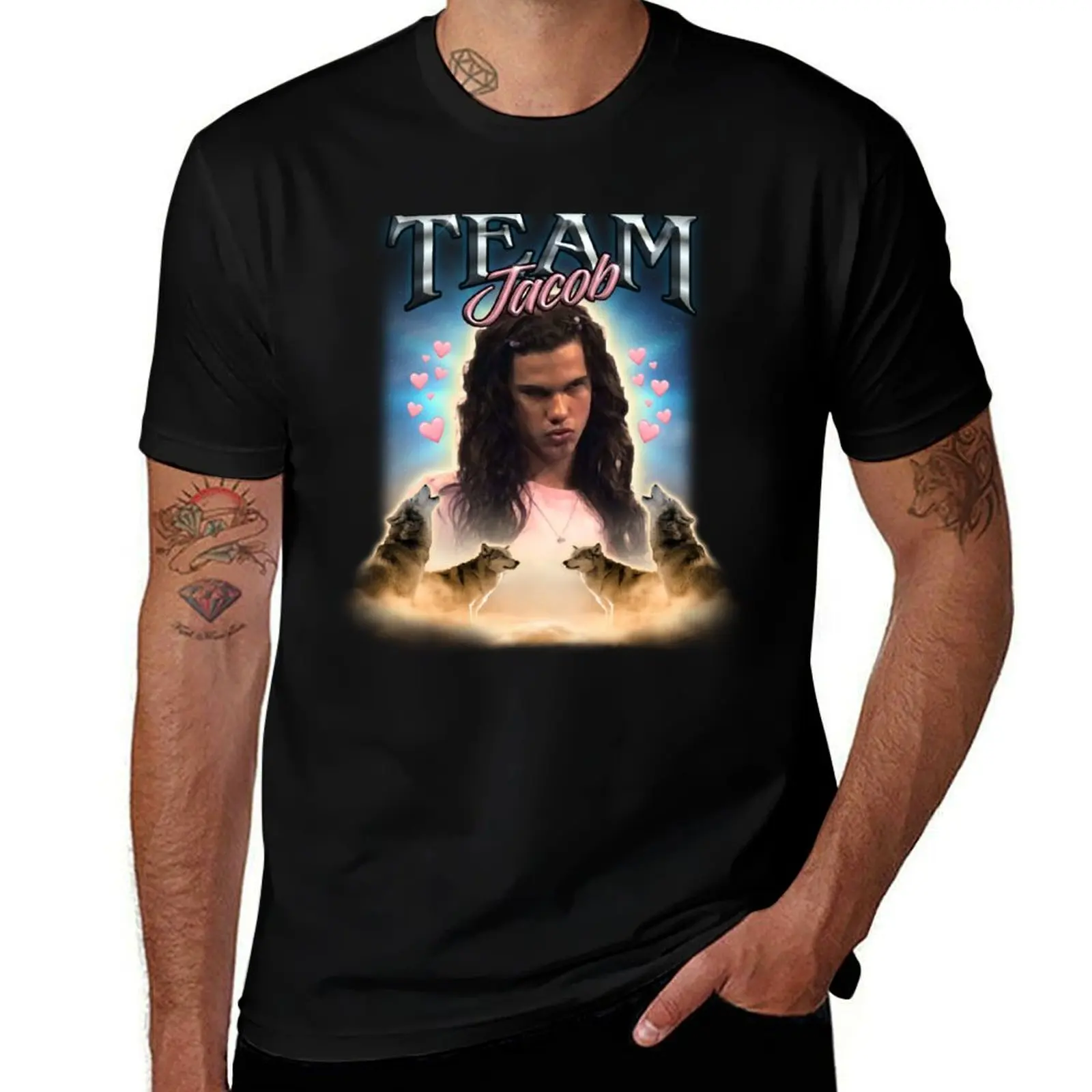 

Team Jacob Cursed Fan Collage T-Shirt anime stuff vintage anime shirt Aesthetic clothing sweat Men's t-shirt