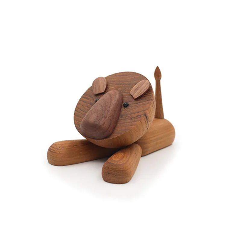 

Nordic home decoration ins wooden ornaments Danish puppet little lion creative solid wood craft gifts
