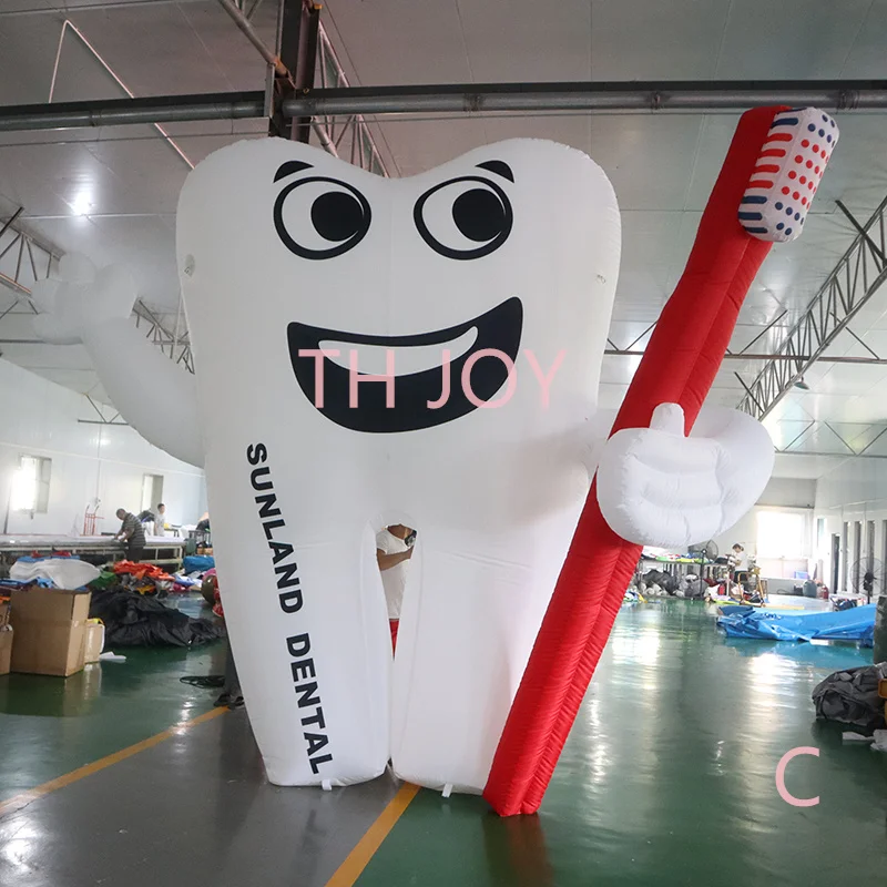 

Giant Inflatable Tooth Model, outdoor Inflatable Tooth Balloon With Toothbrush For Advertising