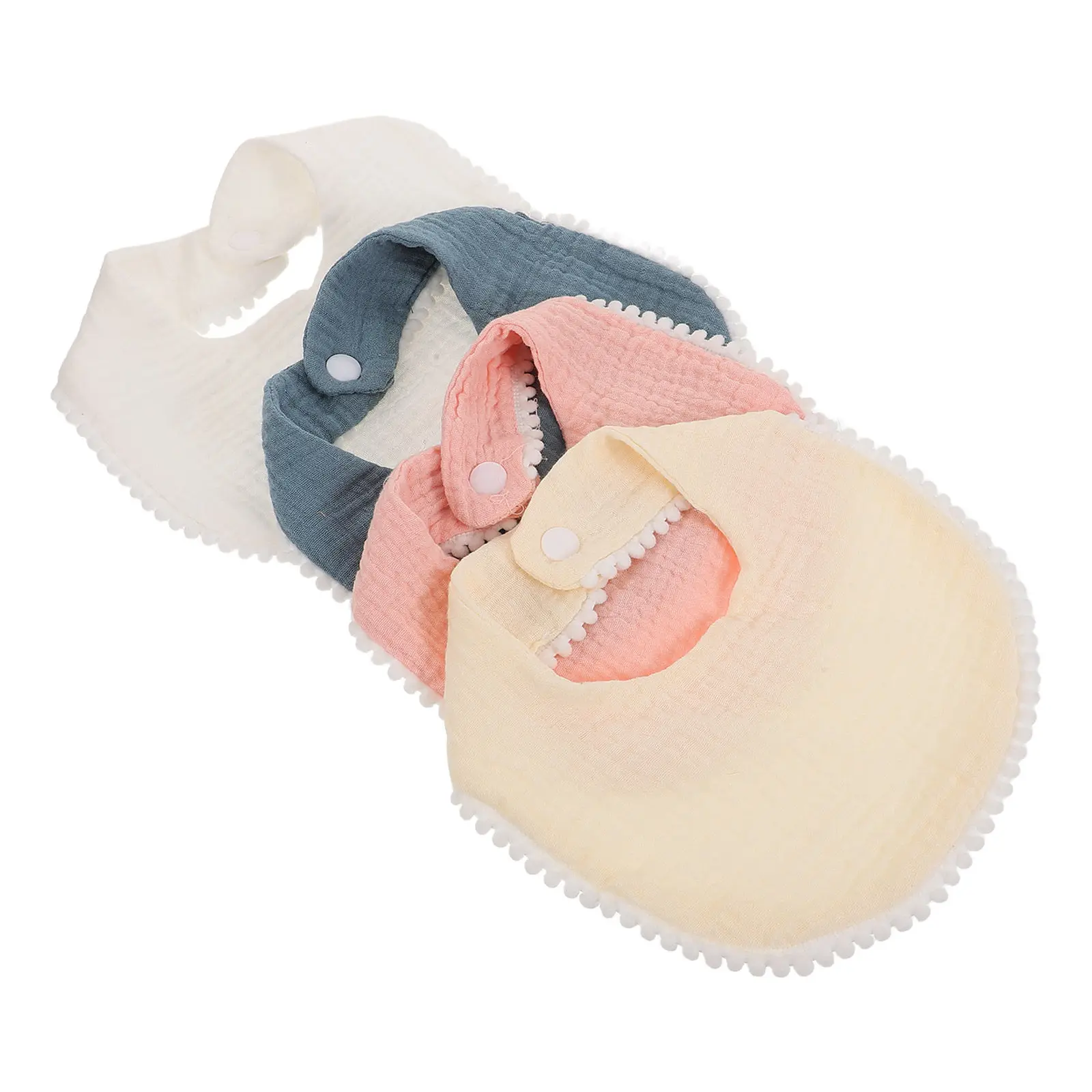 4Pcs Infant Cotton Gauze Drooling Bibs Double Layer Bubble Texture Soft Gentle on Skin Muslin Baby Bibs for Feeding Teething